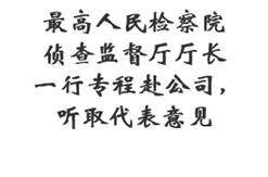 最高人民检察院侦查监督厅厅长一行专程赴公司，听取代表意见